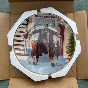 Merry Christmas 1977 Plate Offical Norman Rockwell vintage